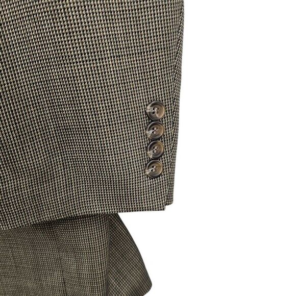Lauren Ralph Lauren Mens 43L Tan Brown Houndstooth Wool Two Button Blazer - Picture 2 of 12